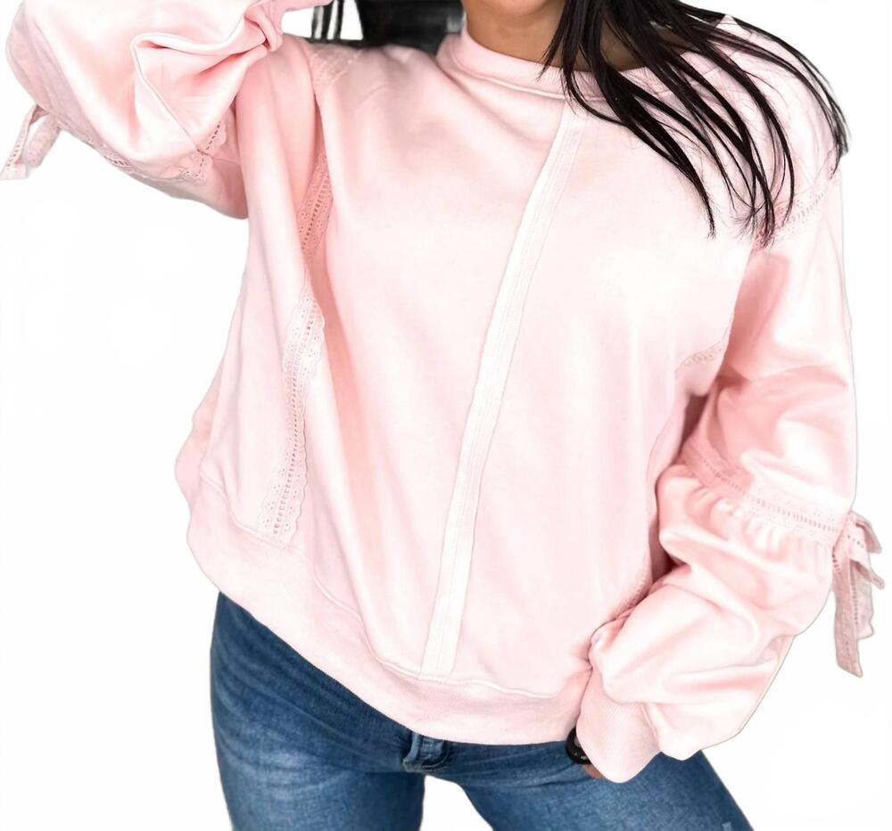 NEW PEACH LOVE always the one cotton blend long sleeve top in pink